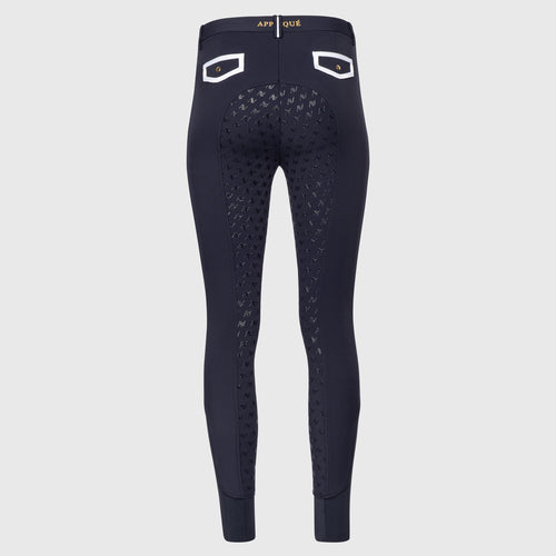 Navy blauwe rijbroek voor dames met mobielzak en fullgrip van Appliqué Amsterdam