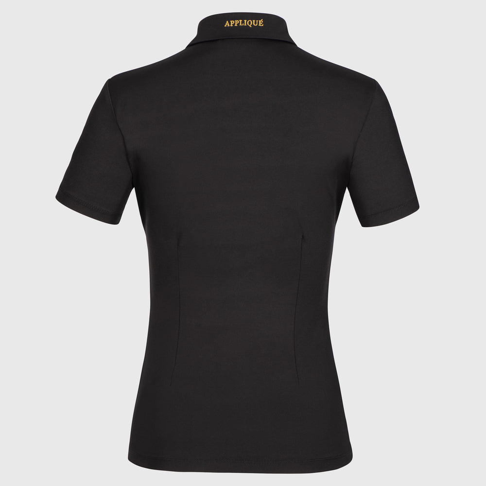 Polo-Shirt-Women-Black-Back-Damen-Shirt-T-shirt-Training-Appliqué-Amsterdam