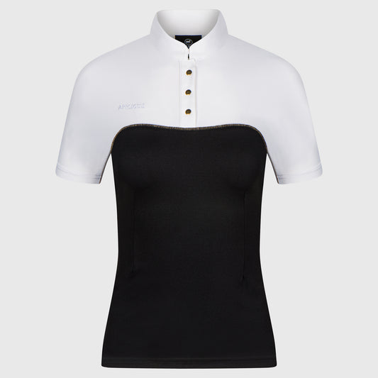 Appliqué Amsterdam Competition Shirt for women with gold details and glitter.