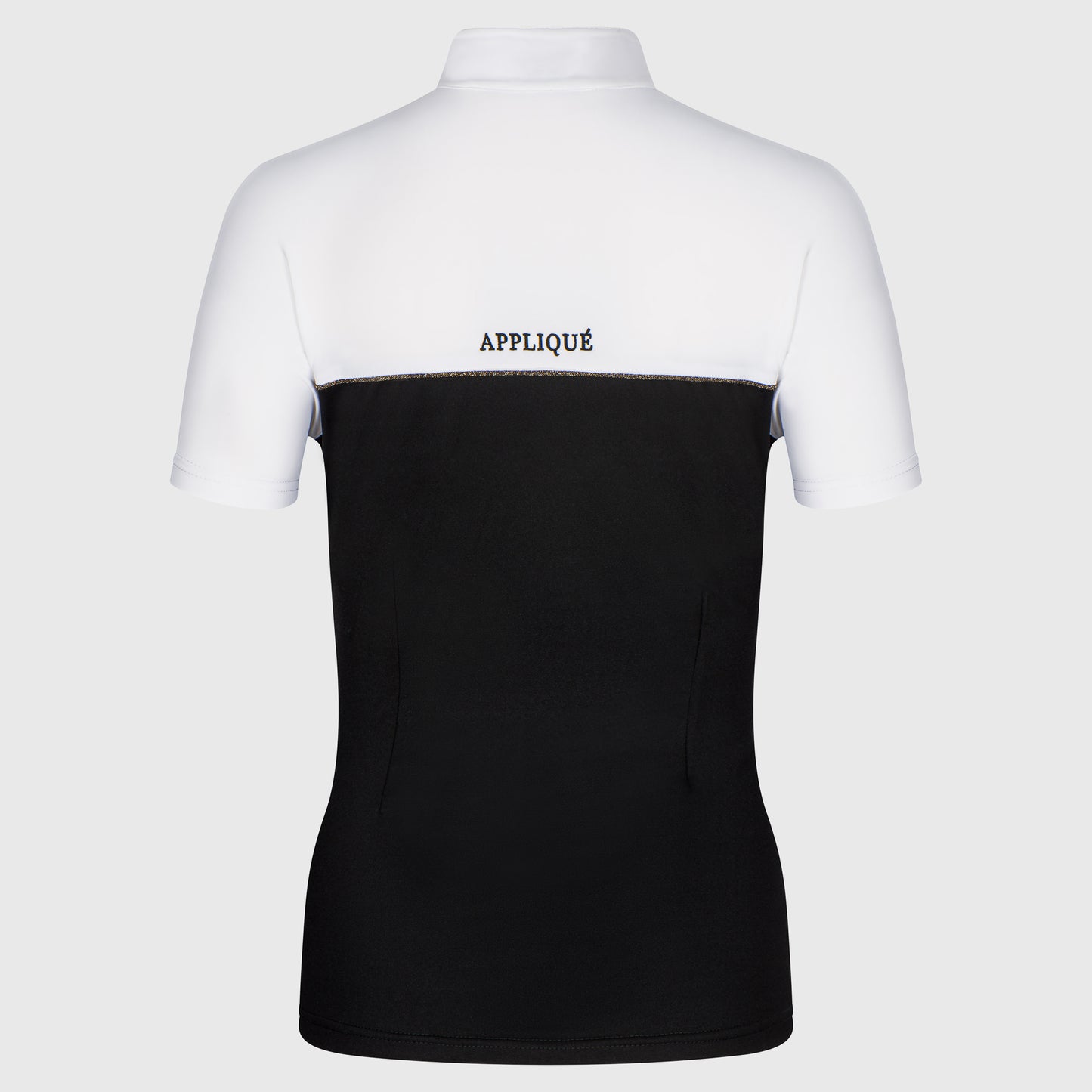Competition shirt for women with golden details and glitters