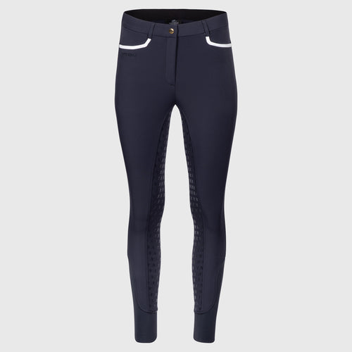 Navy blue breeches for women with phonepockets and fullgrip from Appliqué Amsterdam