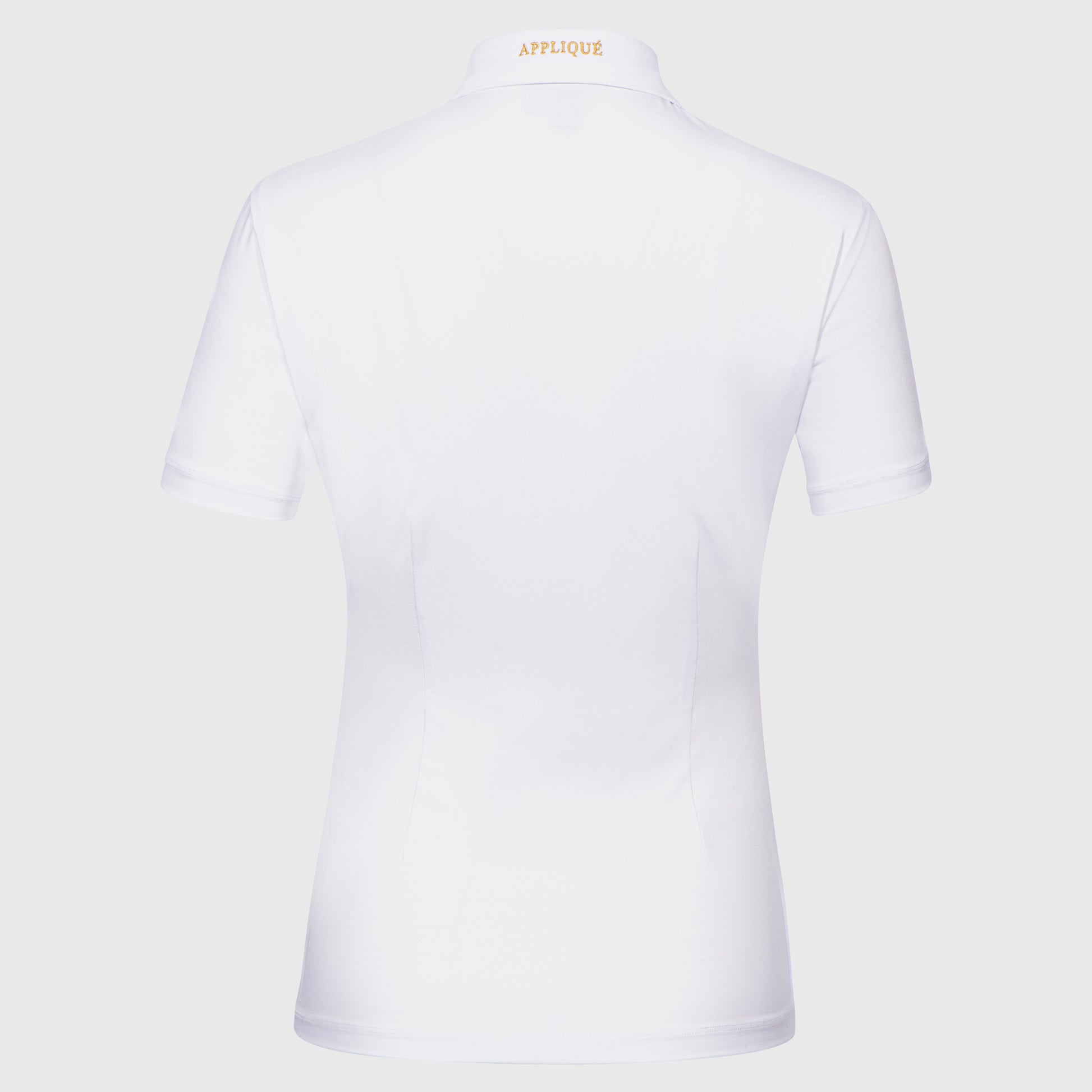 Poloshirt-White-women-training-Front-Applique-Amsterdam-Glden-Logo-Chic-Damen-T-shirt